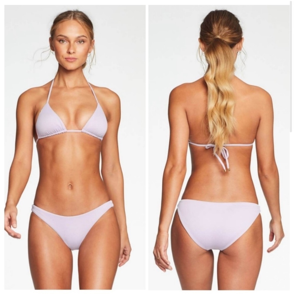 Vitamin A Gia triangle top Luciana bottom: lavender